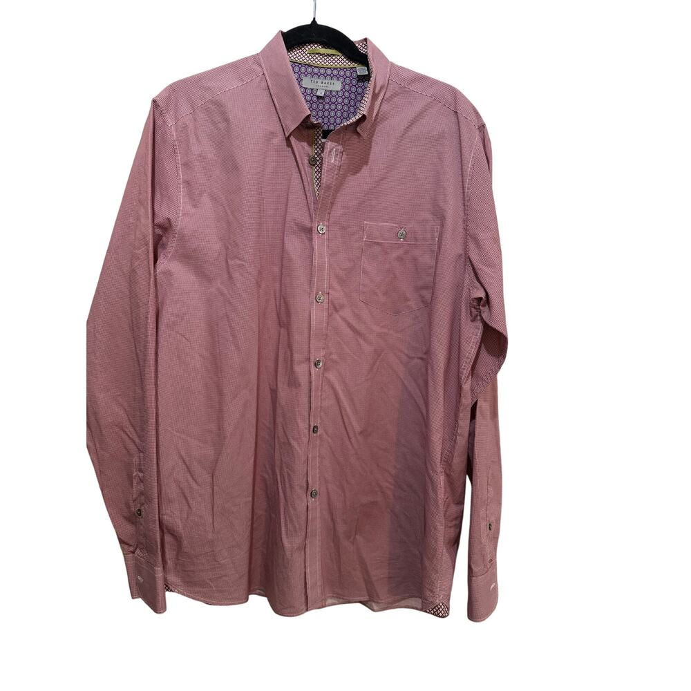 Ted Baker London Button Down Shirt Cotton Dotted Print Red White Size 6